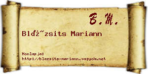 Blázsits Mariann névjegykártya